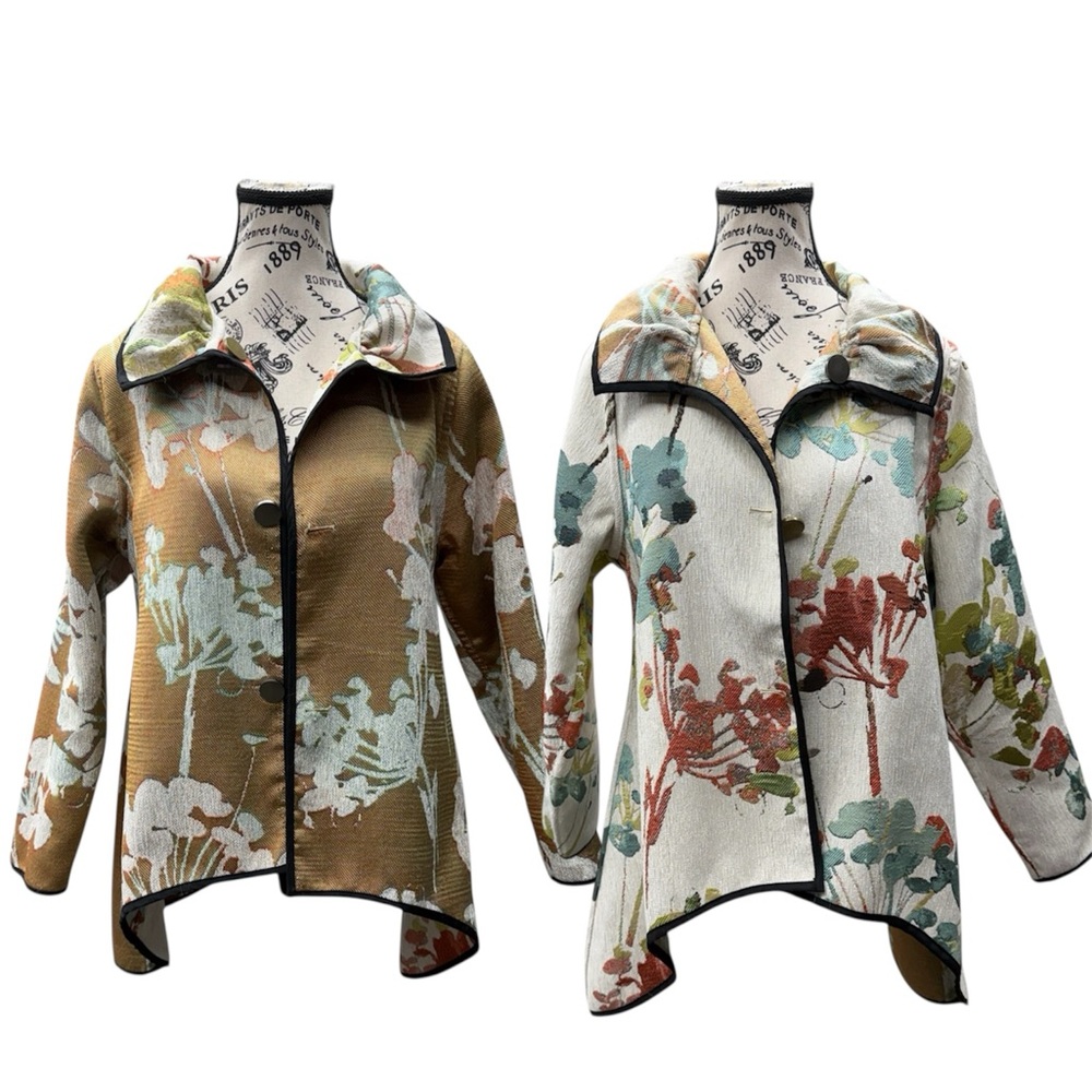 Reversible Floral Statement Jacket Art to Wear Bohemian Chic Waterfall Hem